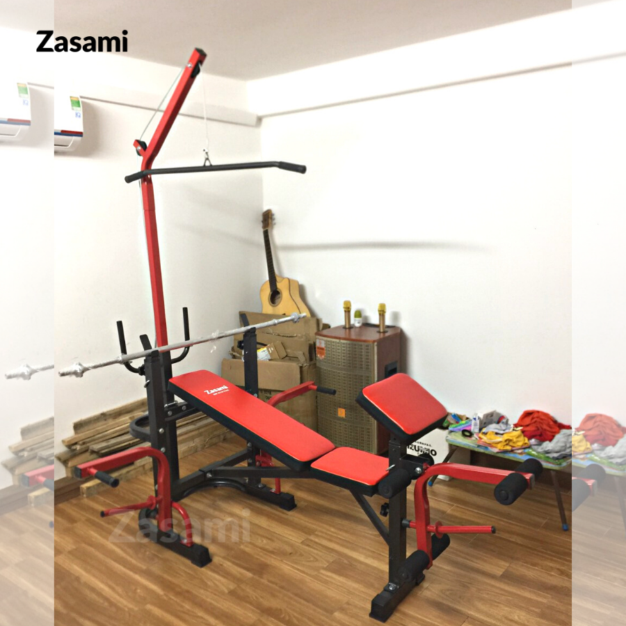 Giàn Tạ Đa Năng Zasami SGT-8210 Plus - kèm 50kg tạ gang, 1 đòn 1m5, và 1 đôi găng tay