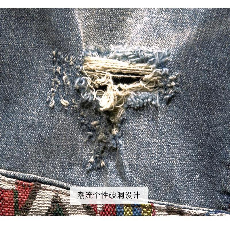 Quần Short Jeans Thêu Họa Tiết Phong Cách Mới Cho Nam