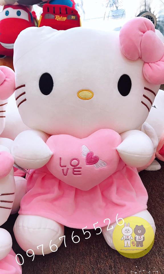 Gấu bông mèo Hello Kitty váy hồng kích thước 30-40-55cm