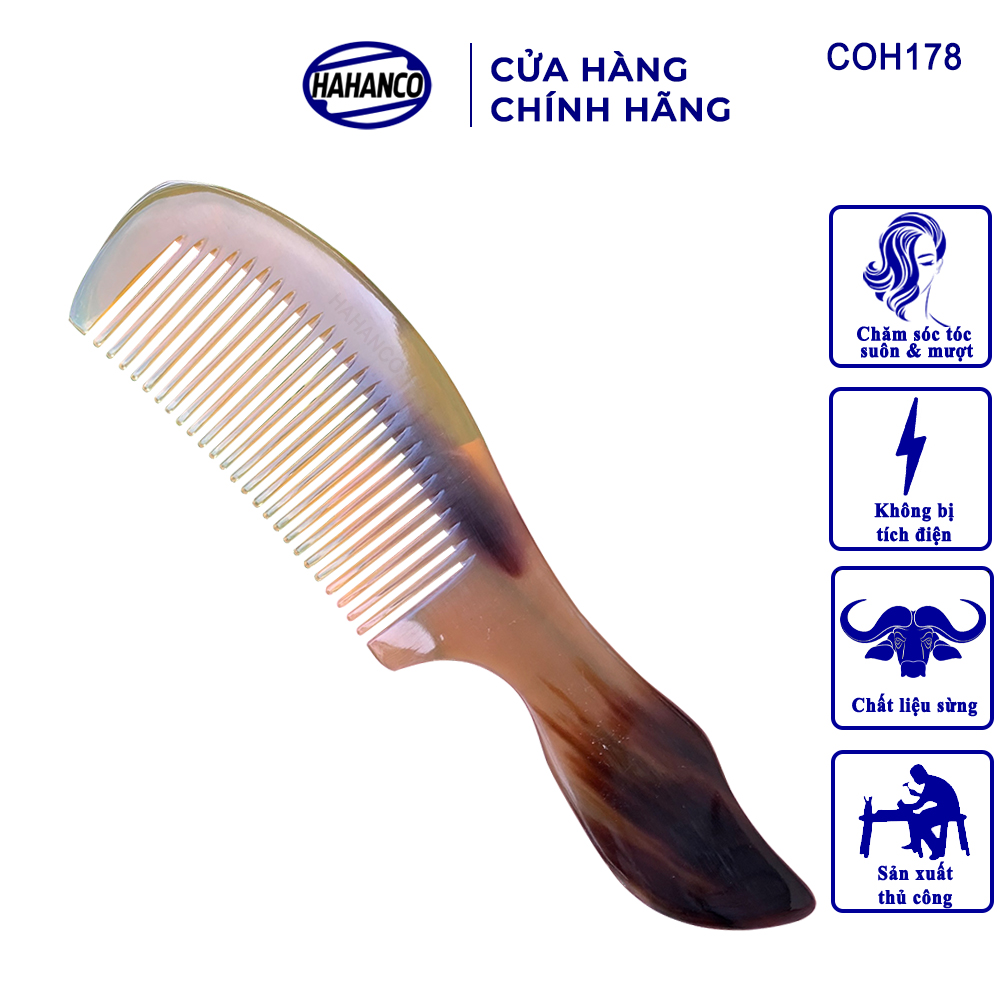 Lược sừng xuất Nhật COH178 - Lược trơn chuôi sóng cao cấp - Chăm sóc tóc