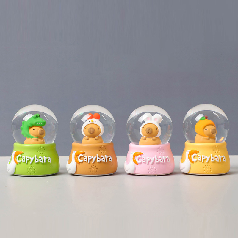 Quả Cầu Pha Lê Capybara Có Đèn Nhấp Nháy Đổi Màu Đồ Chơi Mô Hình Trang Trí Chuột Lang Nước Decor Quà Tặng Lưu Niệm