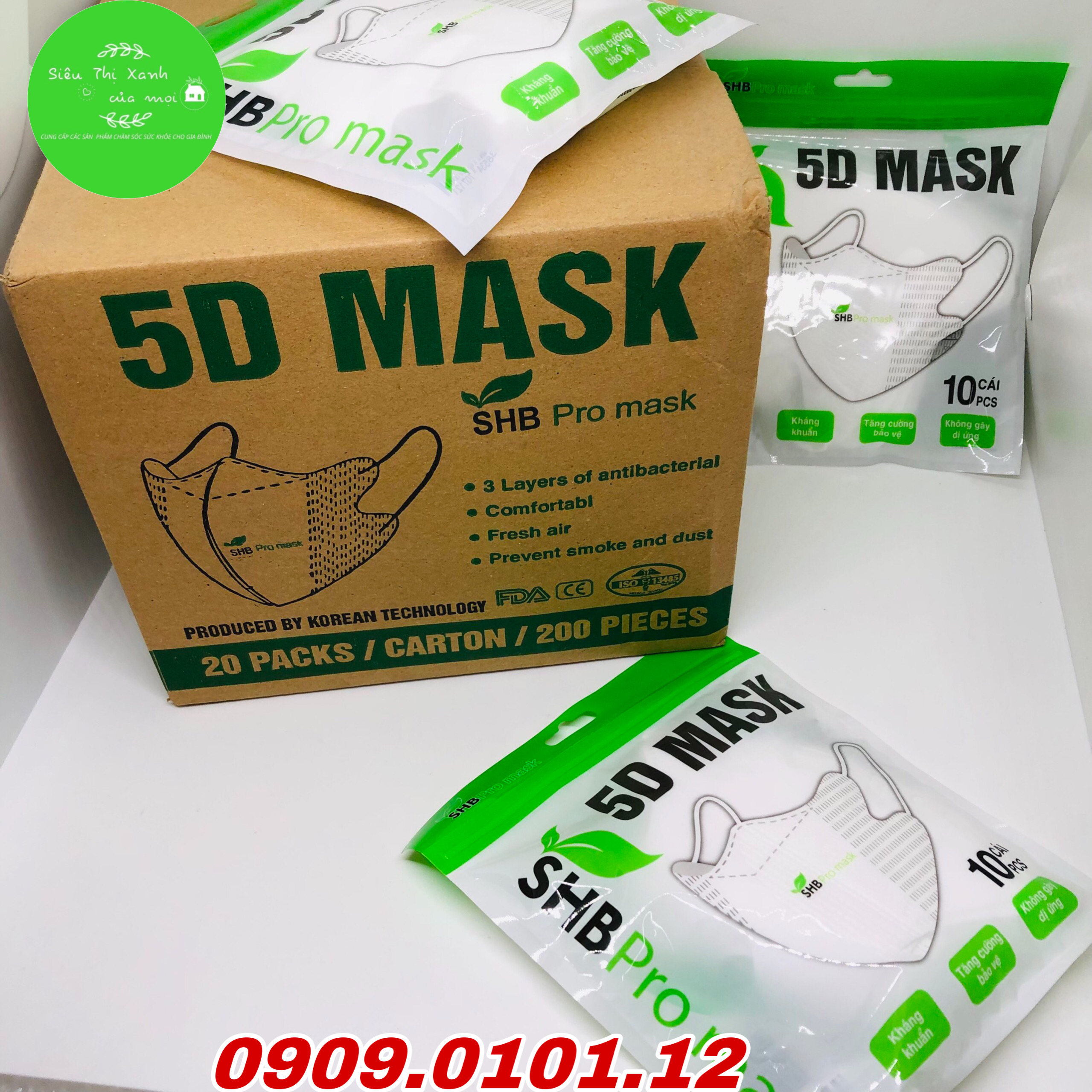 Khẩu trang 5d SHB pro mask nguyên thùng 200 cái, 5d mask hàn quốc cao cấp