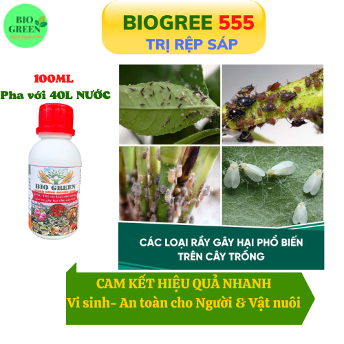 Chế phẩm sinh học trừ sâu bệnh BIO GREEN 100ml, thuốc trừ sâu rầy, rệp sáp, bọ trĩ, nhện đỏ,bọ cánh cứng.v.v, không độc hại