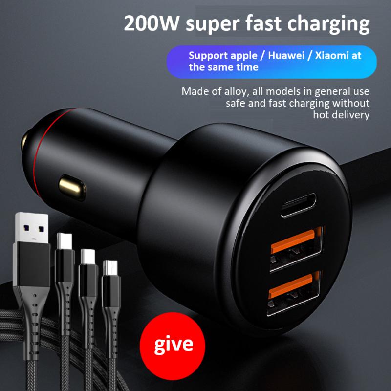 Bộ củ sạc và dây siêu nhanh 200w Type C PD 3.0 Super Fast Charging trên ô tô