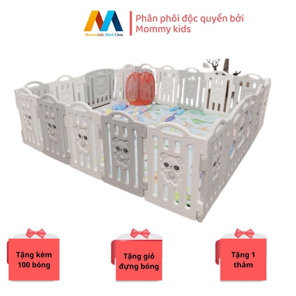 Bộ quây cũi nhựa MOMMYKIDS MINH CHÂU MẪU QUÂY GẤUTẶNG THẢM+100 BÓNG Giúp bé có một không gian riêng để vui chơi Mẫu Gấu