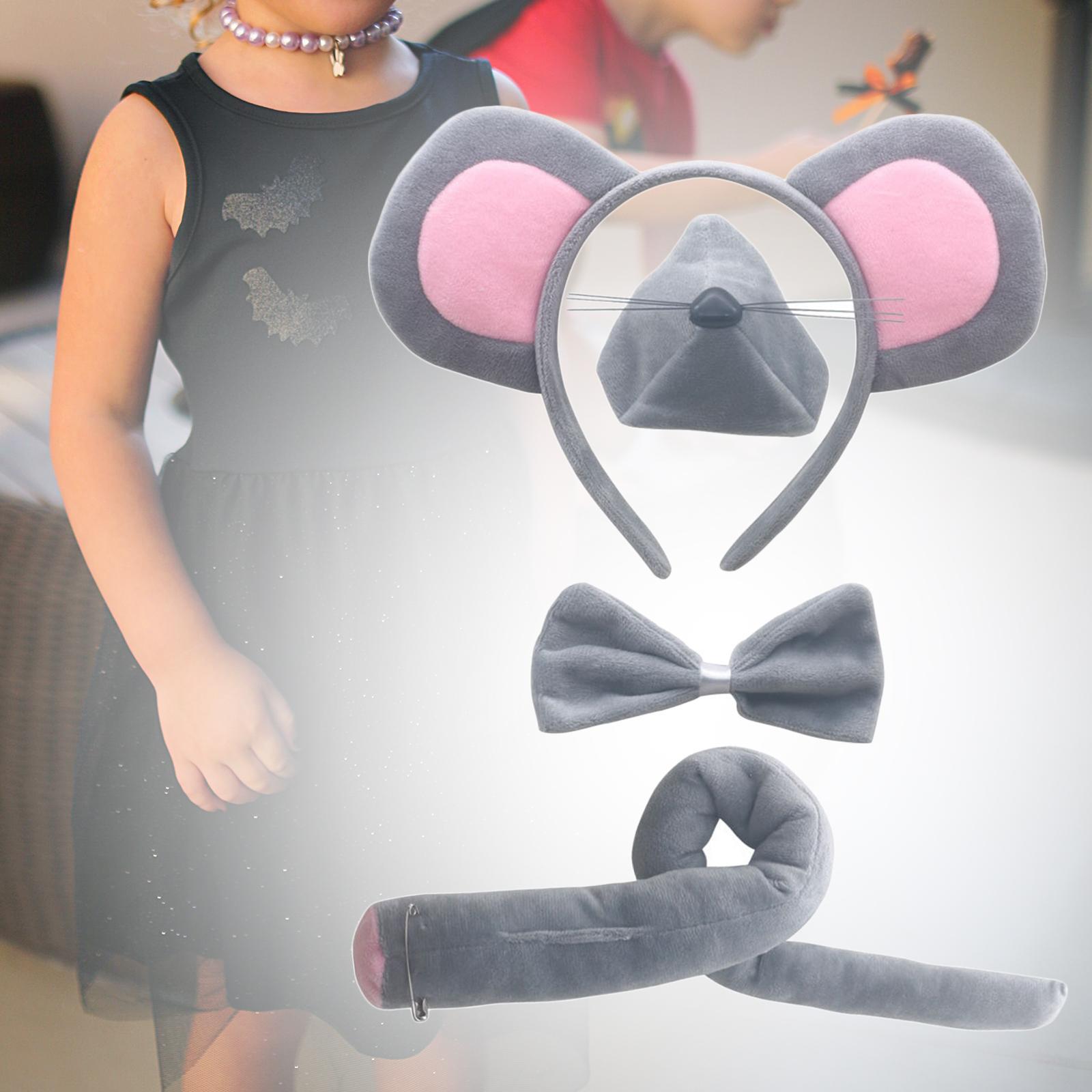 Mouse Ears Headband, Bowtieand Tail Accessories Set for Halloween Party Prom