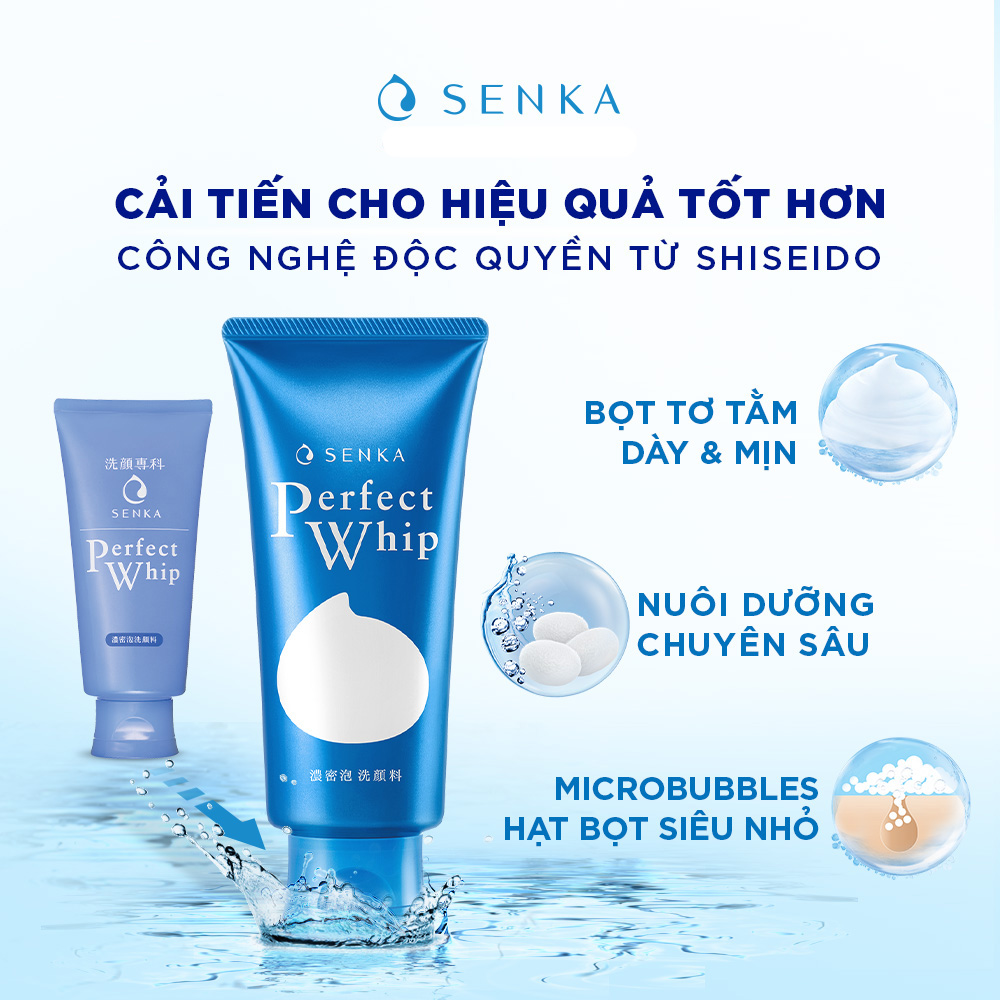 Sữa Rửa Mặt Tạo Bọt Senka Chiết Xuất Tơ Tằm Trắng Perfect Whip 120g