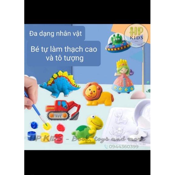 Set tự làm thạch cao tô tượng cho bé, kèm màu vẽ, khuôn, cọ v.v