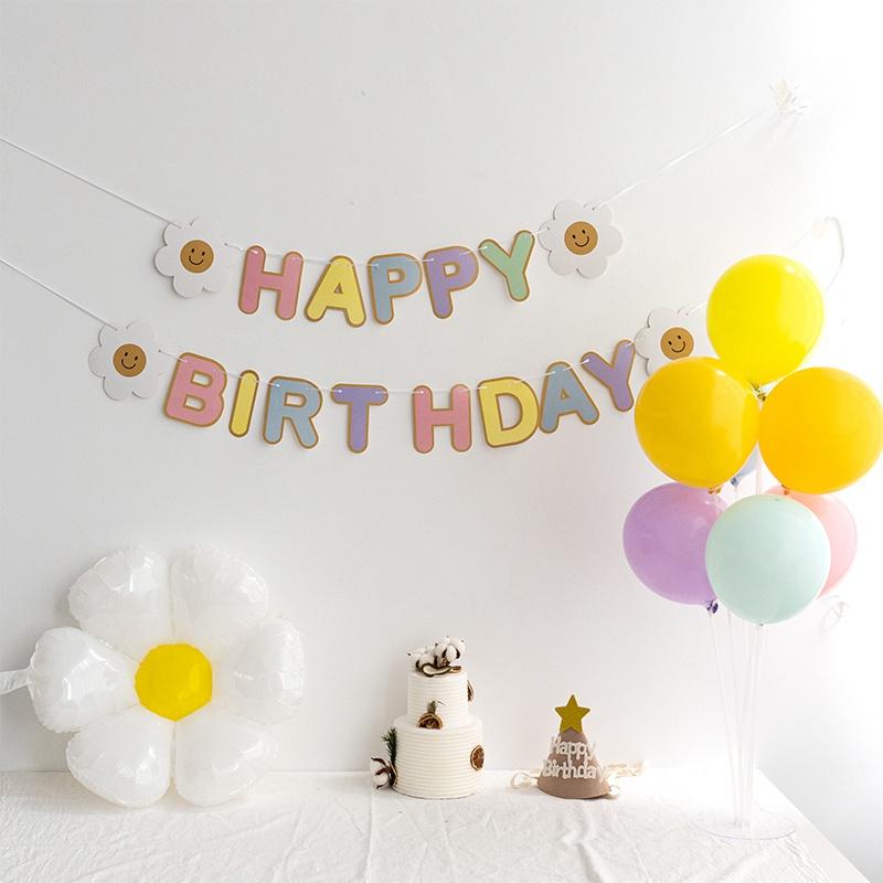 Dây chữ HPBD hình hoa cúc nhiều màu xinh xắn trang trí tiệc sinh nhật