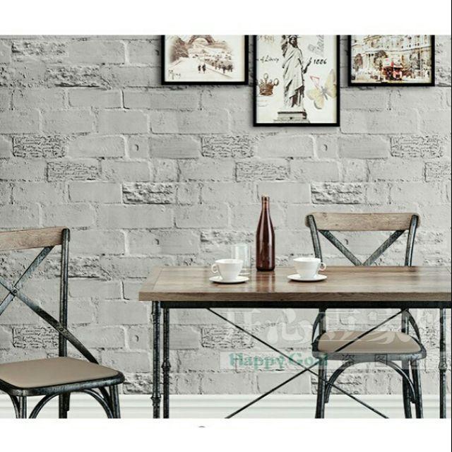 Giấy dán tường giả gạch xám nhẹ