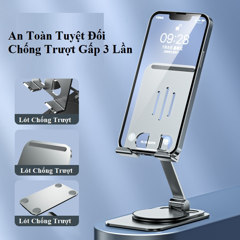 Giá đỡ điện thoại , hợp kim nhôm đa năng ,có thể gấp gọn để bàn ,đế chống trơn trượt tiện dụng , hàng nhập khẩu