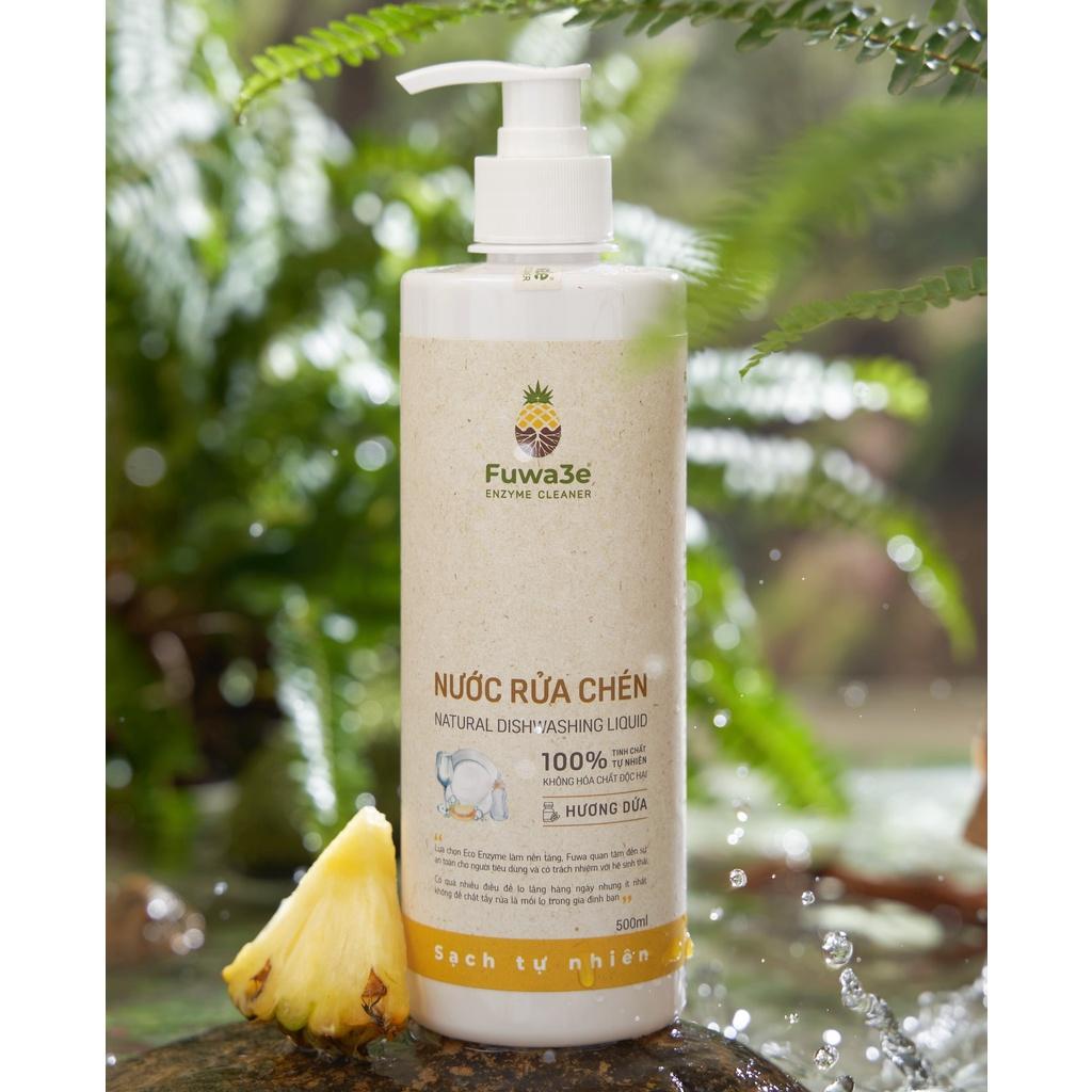 Nước rửa chén thiên nhiên Fuwa3e organic Enzyme sinh học từ dứa và bồ hòn an toàn cho bé bảo vệ da tay 500ml