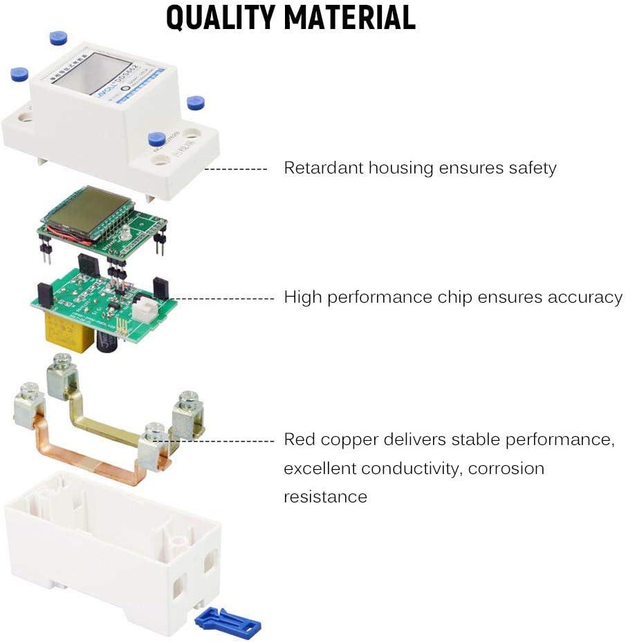 Đồng hồ điện đơn -PHase, máy đo điện năng lượng điện kỹ thuật số 80A 220V với đa chức năng đường ray DIN đơn lẻ với hai dây đơn -phase đơn