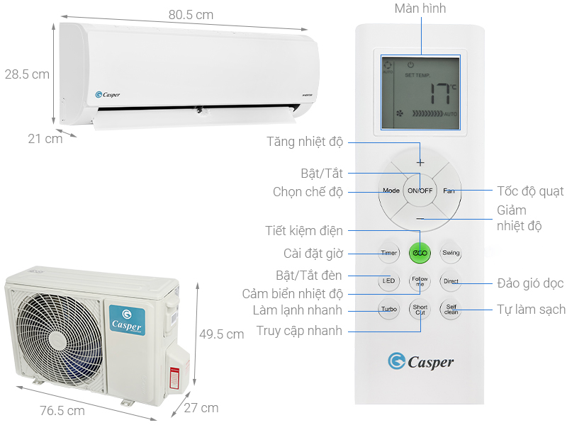 Máy Lạnh Casper Inverter 1 HP GC-09IS35- Hàng Chính Hãng.