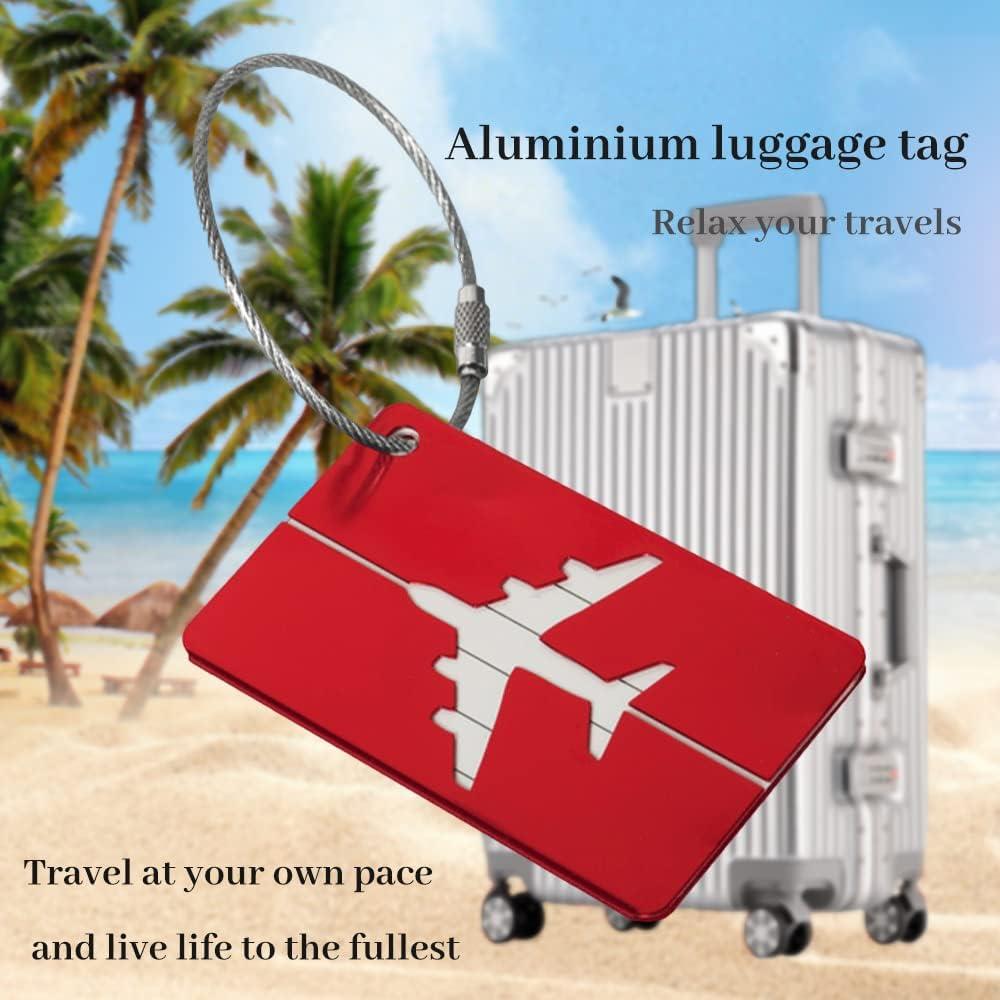 Thẻ hành lý*8, Thẻ hành lý, Thẻ hành lý có thẻ địa chỉ, Nhãn hành lý, Thẻ hành lý kim loại, Thẻ hành lý, Cáp thép không gỉ chống nước, Máy bay, 8 màu