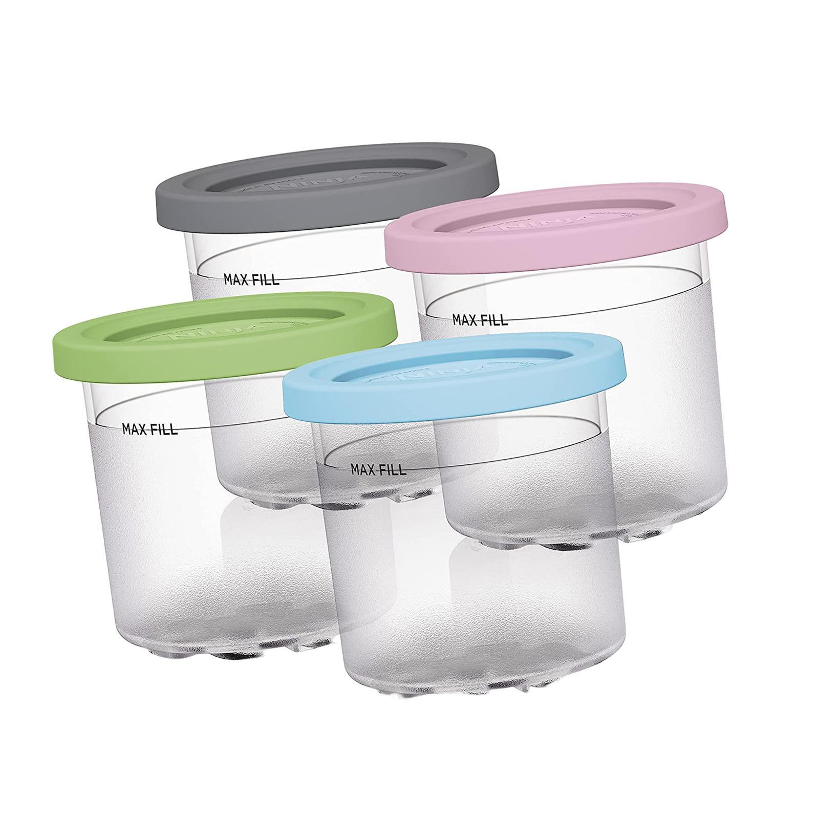 4Pcs Freezer Food Storage Tubs with Silicone Lid for Kitchen Restaurant