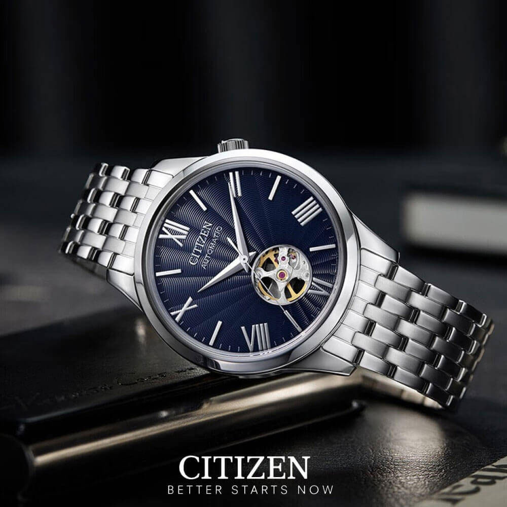 Đồng Hồ Nam Citizen Automatic NH9130-84L (40mm) - Cơ Lộ Máy - Dây Kim Loại - Kính Sapphire - Mặt Xanh