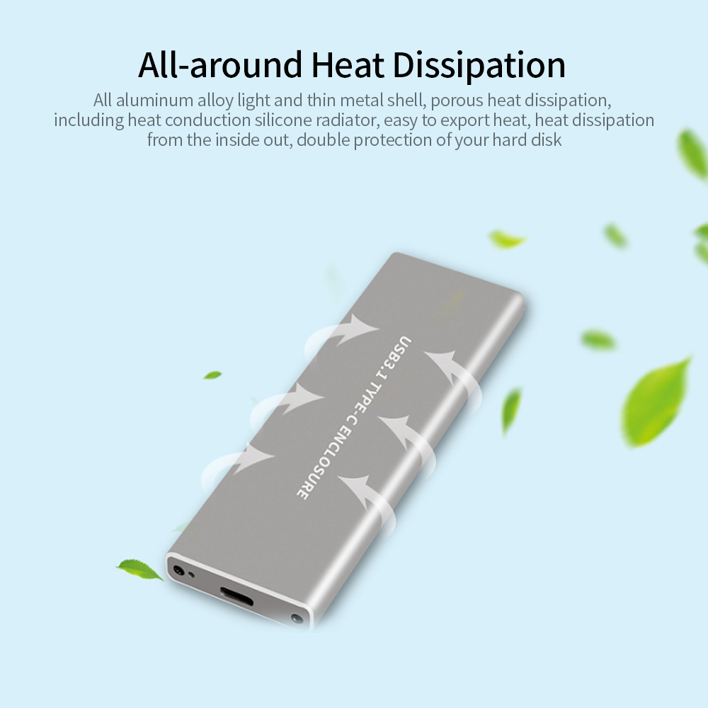Hộp Ổ Cứng Vỏ Hợp Kim Nhôm M.2 NVMe Đầu Vào USB3.1 Loại C Tốc Độ Cao