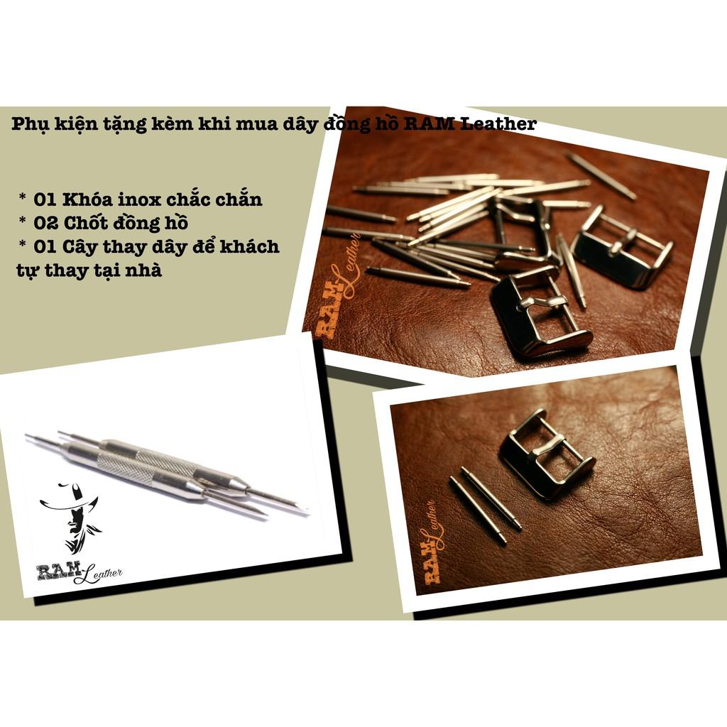 DÂY ĐỒNG HỒ TRỐNG ĐỒNG CASIO AE1200 DA BÒ THẬT BUNDSTRAP B2+DARK BROWN