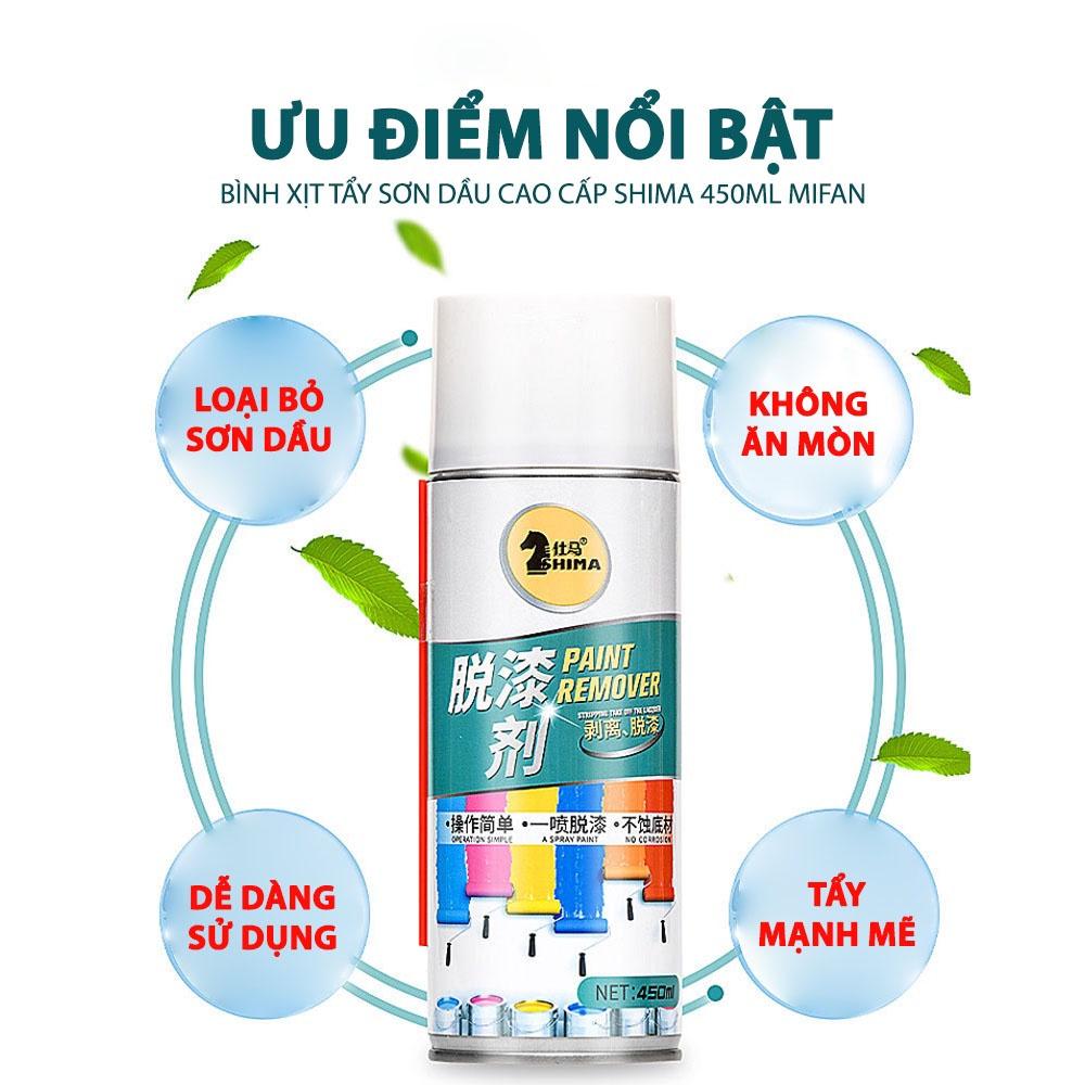 Bình Xịt Tẩy Sơn Dầu Cao Cấp Shima 450ml TAIKOMI- Làm sạch nhanh vết sơn xịt ATM, PU, Acrylic, sắt, chống gỉ