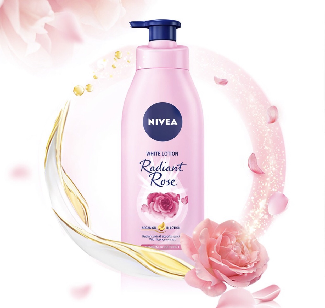 Sữa dưỡng thể dưỡng trắng da Nivea Radiant Rose 350ml