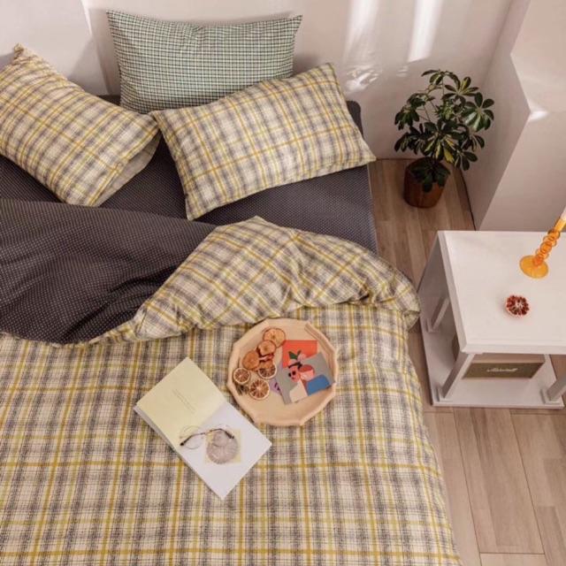 Set Cotton Living Kẻ Hàng Nhập Khẩu Cao Cấp 4 Món