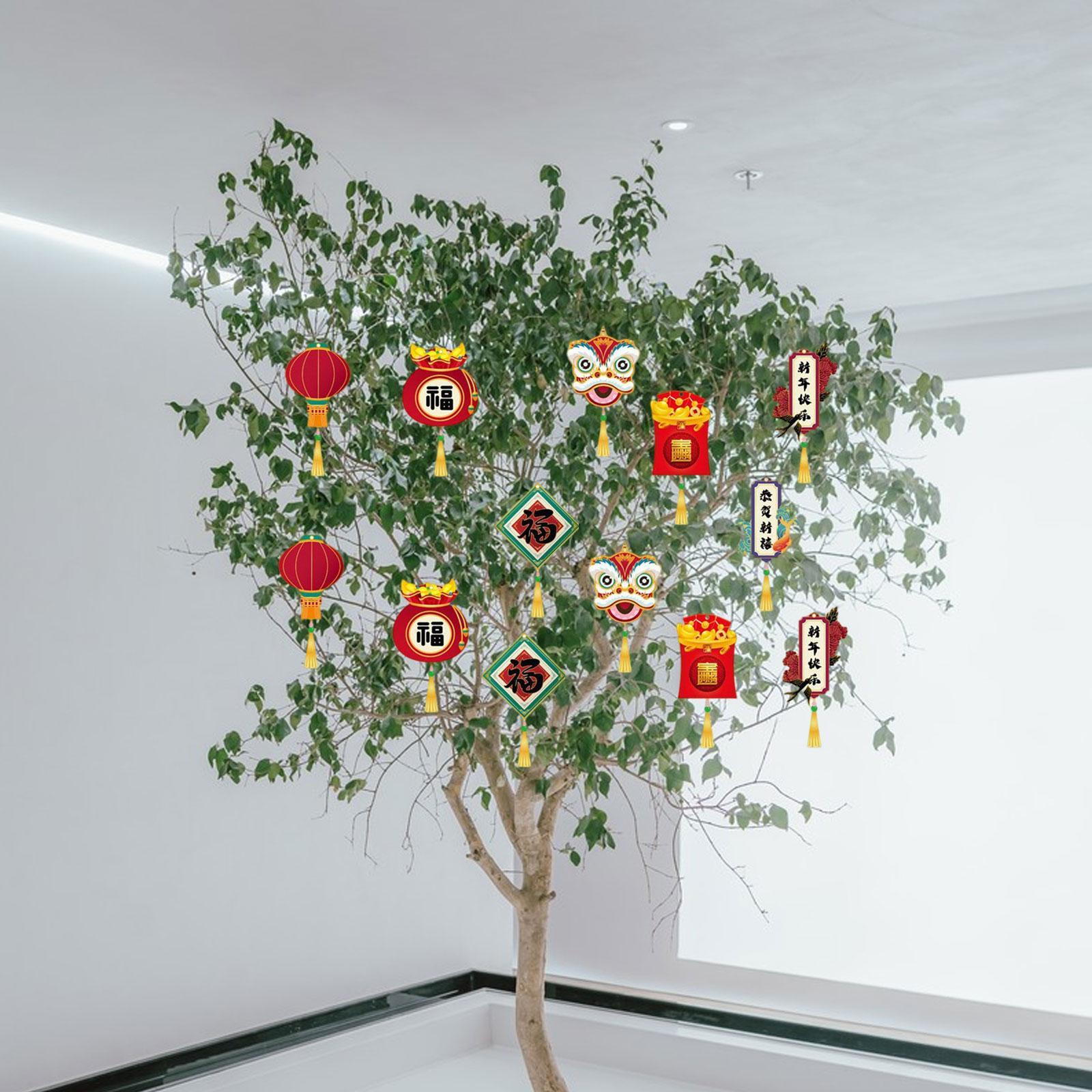 12 Pieces Chinese New Year Decorations Pendants for Party Office Bonsai