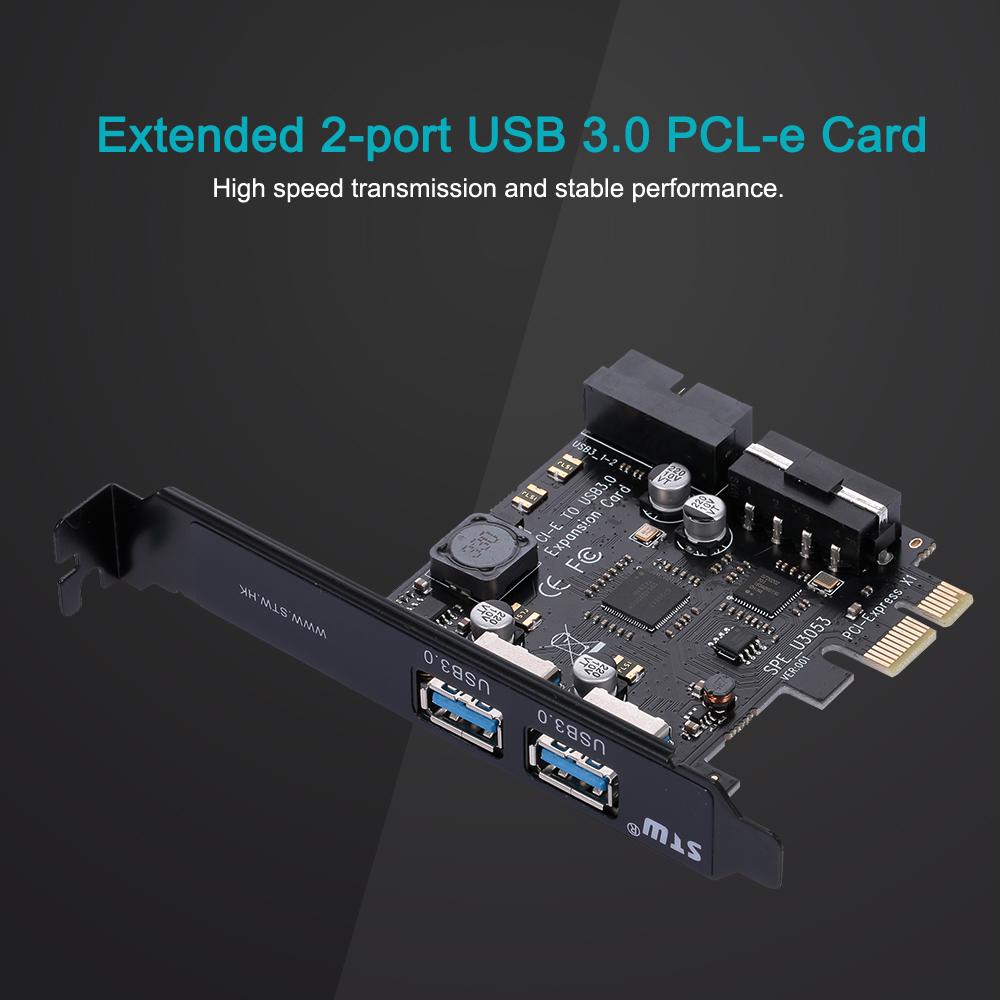 Thẻ nhớ 2 cổng PCI Express Mini PCI-E USB 3.0 Hub STW PCI-E sang USB 3.0 có bộ điều hợp với USB 3.0 19 chân bên trong