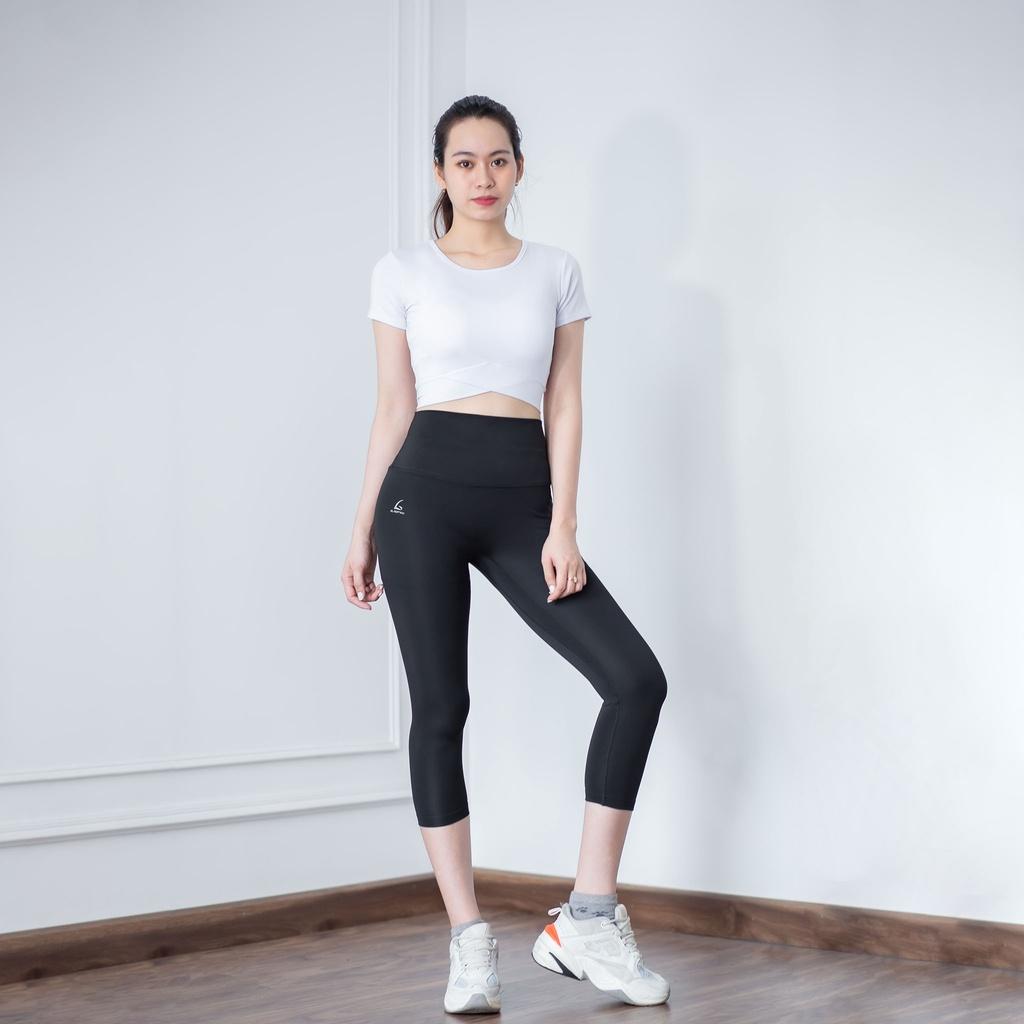 Bộ Quần Lửng tim - Áo Croptop vạt chéo Gladimax thích hợp cho môn tập yoga, gym, đạp xe