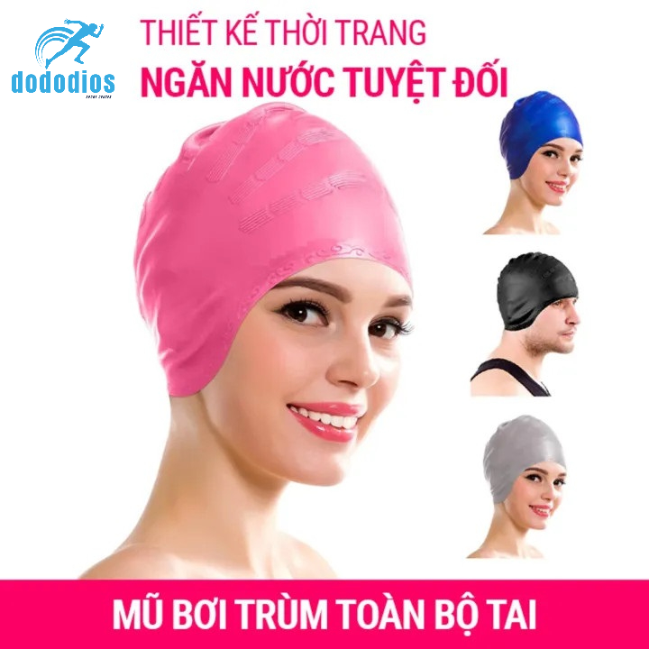 Nón bơi, Mũ bơi TRÙM TAI, chất liệu silicone đàn hồi, thiết kế thời trang cao cấp CA33 dododios Collection - Hàng Chính hãng dododios