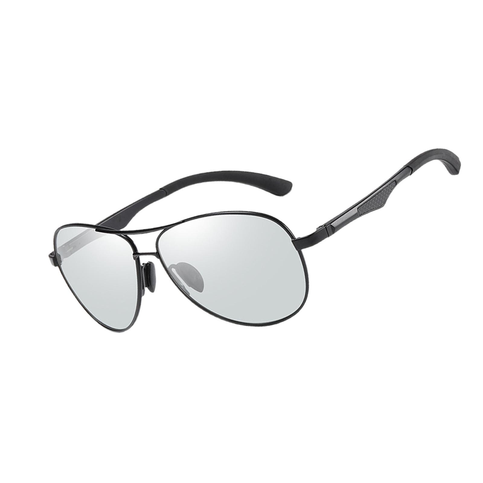 Trendy Photochromic Sunglasses Metal Frame, Day and Night Driving Glasses - Gray Lens