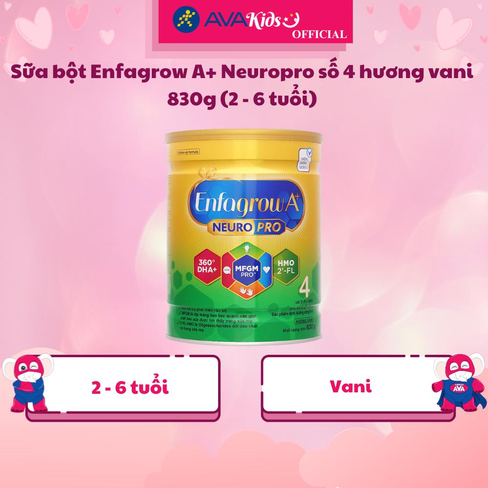 Sữa bột Enfagrow A+ Neuropro số 4 hương vani 830g (2 - 6 tuổi) - Hàng Chính Hãng