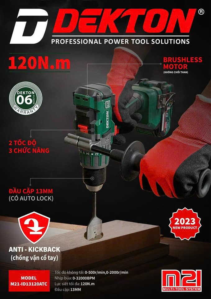 Thân máy khoan DEKTON 13mm 1200 N.M Chuyên khoan rút lõi