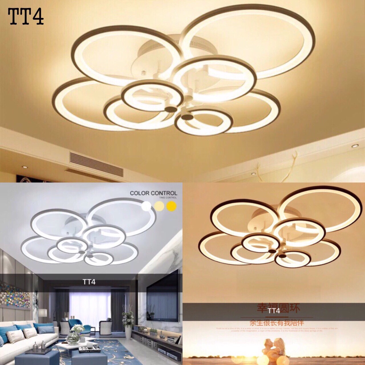 Đèn led áp trần hiện đại 3 chế độ màu ánh sáng + tặng kèm điều khiển từ xa