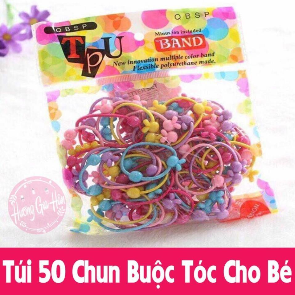 Túi 50 Chun Buộc Tóc Cho Bé Siêu Đáng Yêu