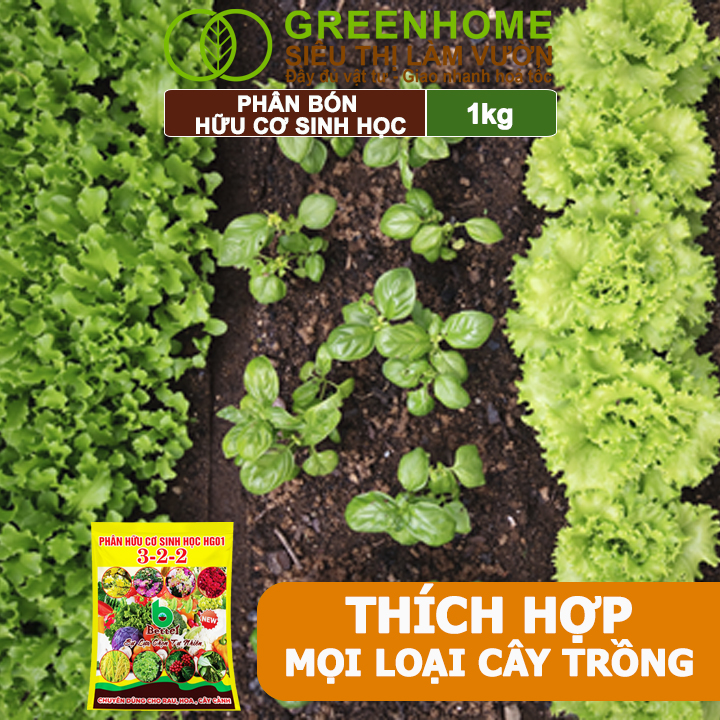 Phân Bón Hữu Cơ Greenhome, Better, Bao 1kg, Sinh Học Giúp Cây Khoẻ, Ổn Định, Sai Hoa, Đậu Trái
