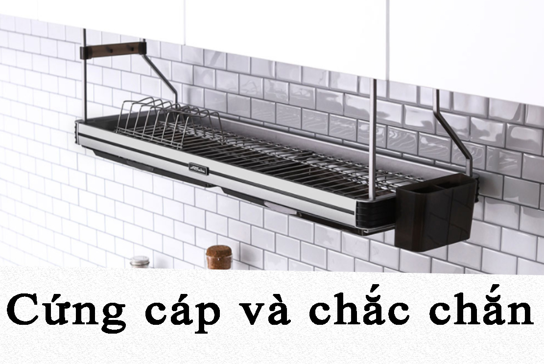 Kệ chén, kệ treo tủ bếp, kệ chén treo 1 tầng, kệ bát Inox 304- Premium