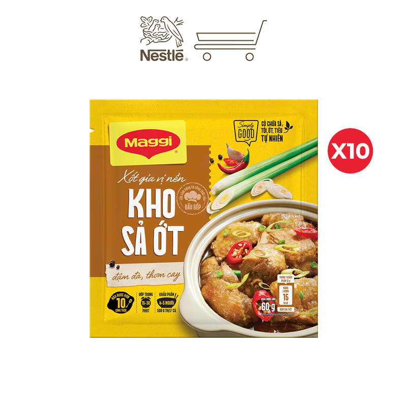 Hộp 10 gói Xốt gia vị nền Maggi Kho sả ớt