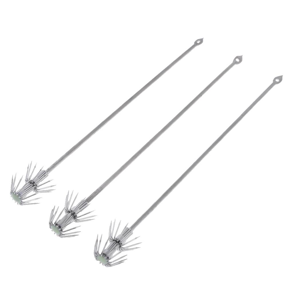 8x3pcs Luminous Squid Deep Sea Drop Underwater Catch Fishing Lure Hook Tackle