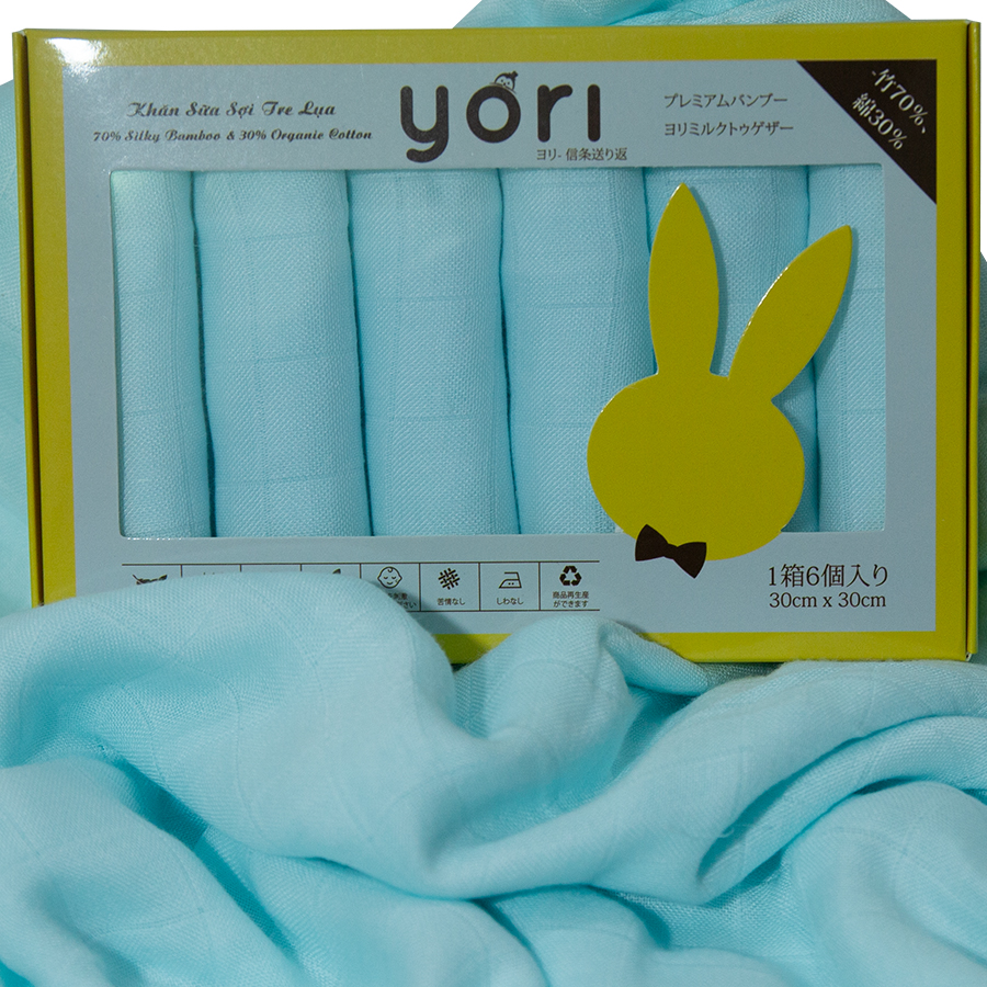 Hộp 6 Khăn sữa sợi tre lụa YORI cho bé sơ sinh