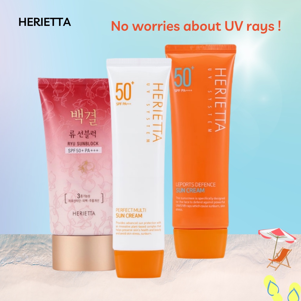 Kem chống nắng thảo dược phổ rộng Welcos Herietta UV System Leports Defence Sun Cream SPF50 PA+++ Hàn Quốc 70ml tặng móc khóa