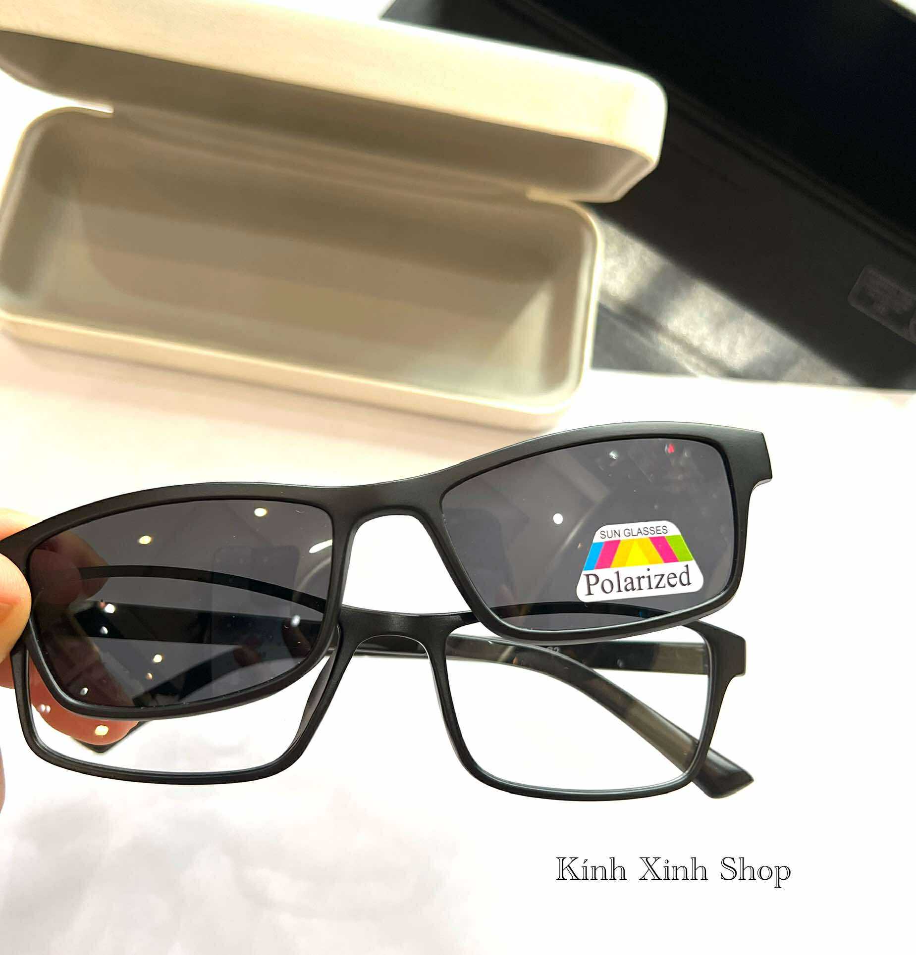 Kính Râm Cận, Kính Mắt Thời Trang Mắt Vuông Form Nhỏ Gọng Nhựa Đen Ultem Cho Nam Nữ