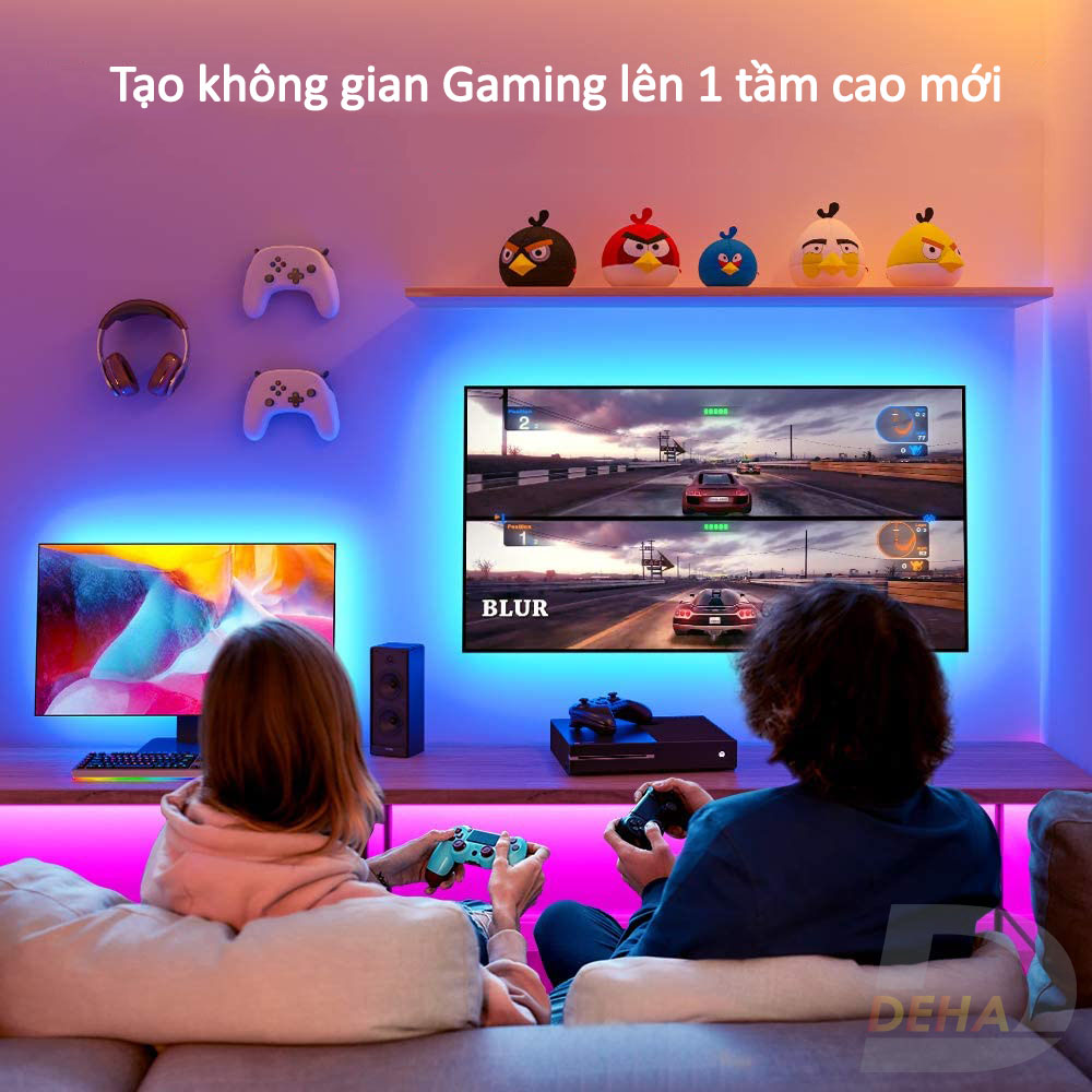 Bộ Đèn led dây dán nguồn USB RGB đổi màu điều khiển chọn màu đứng yên, nhấp nháy, bóng 5050 strip light trang trí cây máy tính, màn hình, ti vi, TV, Gaming, Tiktok dán tường (Tùy chọn chiều dài dây, loại dây chống nước hay không)