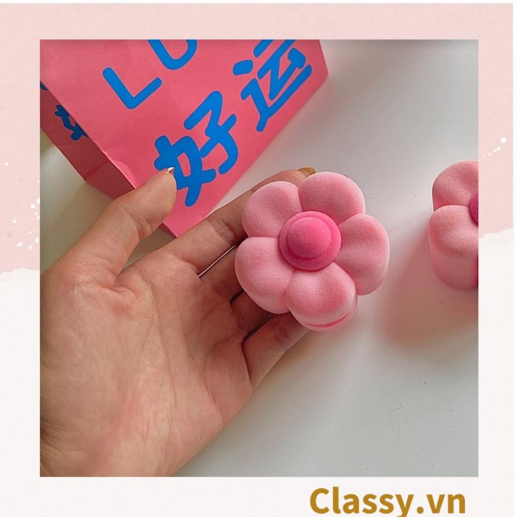 Hộp đựng nhẫn, đựng khuyên tai Classy hình bông đào màu hồng Q1591