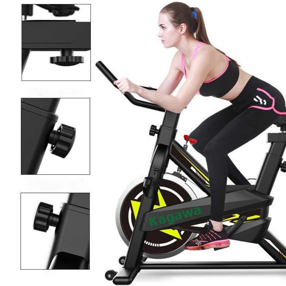 Xe đạp tập thể dục, gym, fitness trong nhà Kagawa KX9 khung sườn thép không rỉ cao cấp, tặng 5 quà tặng hot