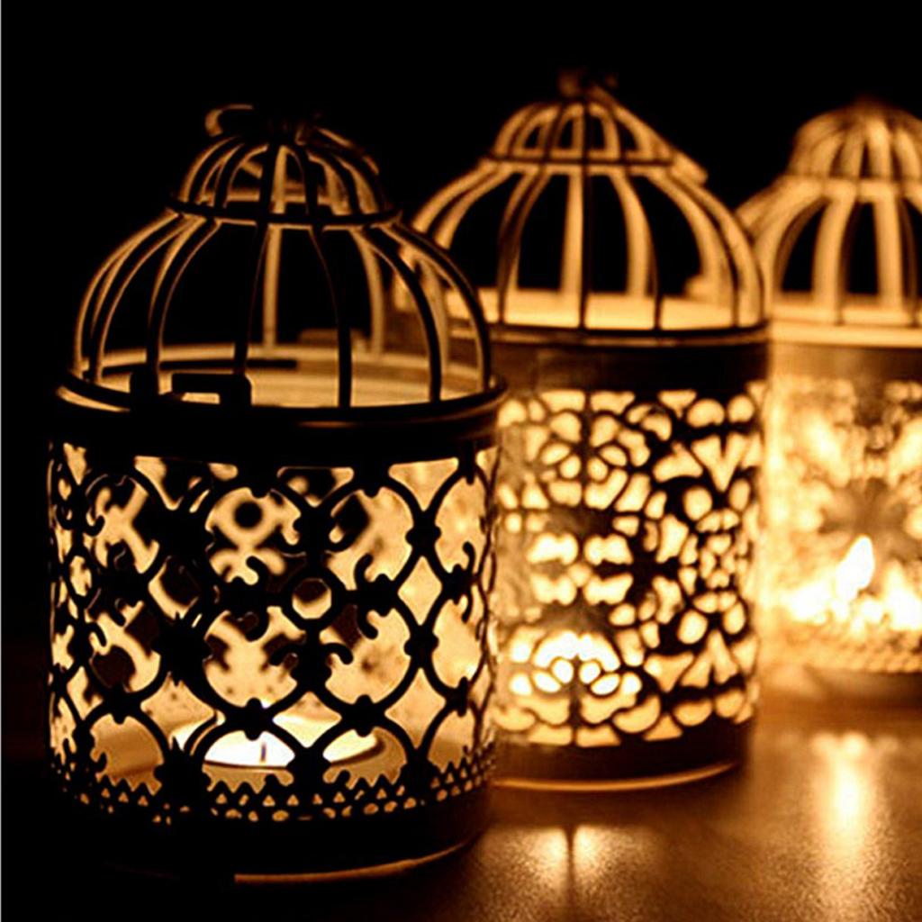 Bird Cage Candle Holder Vintage Metal Tealight Lantern Table Piece-A-Gold