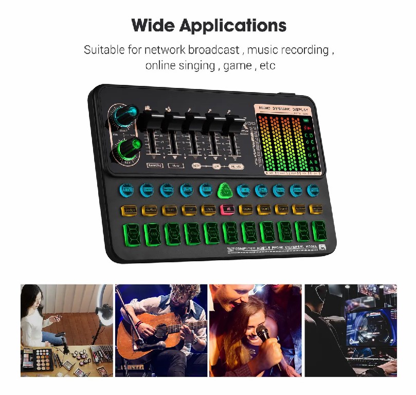 Soundcard K500 - Soundcard chuyên thu âm, livestream, karaoke online - 2 cổng micro, song ca dễ dàng - Đầy đủ chức năng auto tune, đổi giọng, hiệu ứng khán giả - Điều chỉnh bass treble echo, giảm tiếng ổn - Kết nối bluetooth dễ dàng