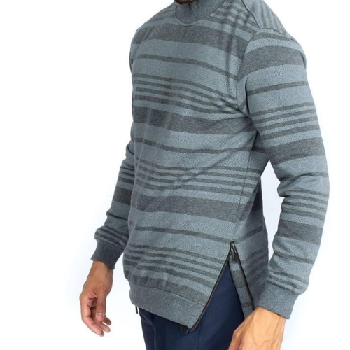 Áo sweater nam Simple &amp; Basic, có dây kéo hông, cá tính, chất nỉ dày dặn, màu xám