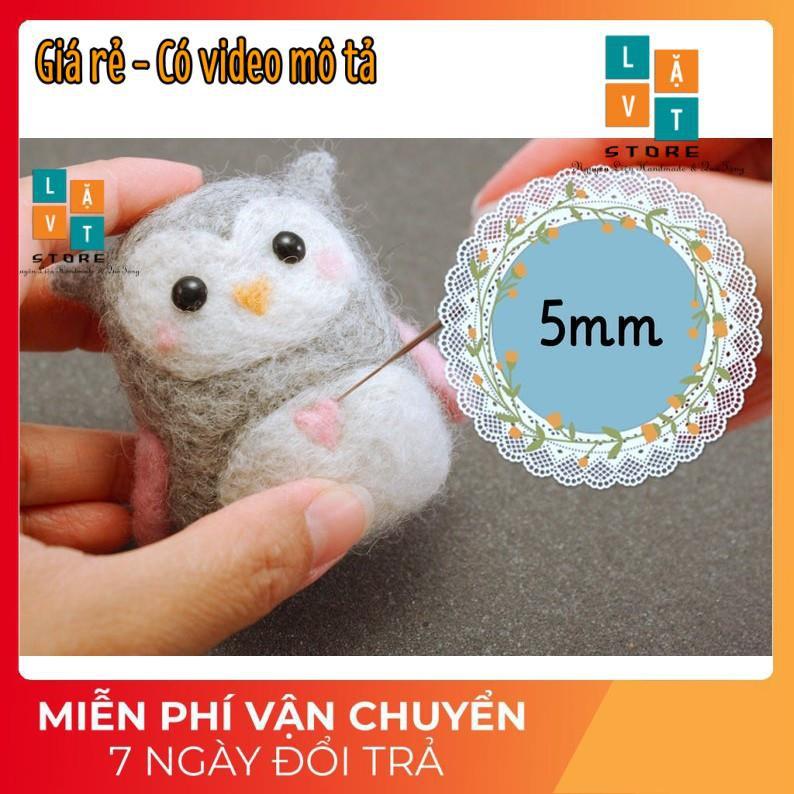 Mắt Thủy Tinh Đen Tuyền có chân thép vững chắc - đồ handmade, thủ công, diys, phụ kiện làm len chọc