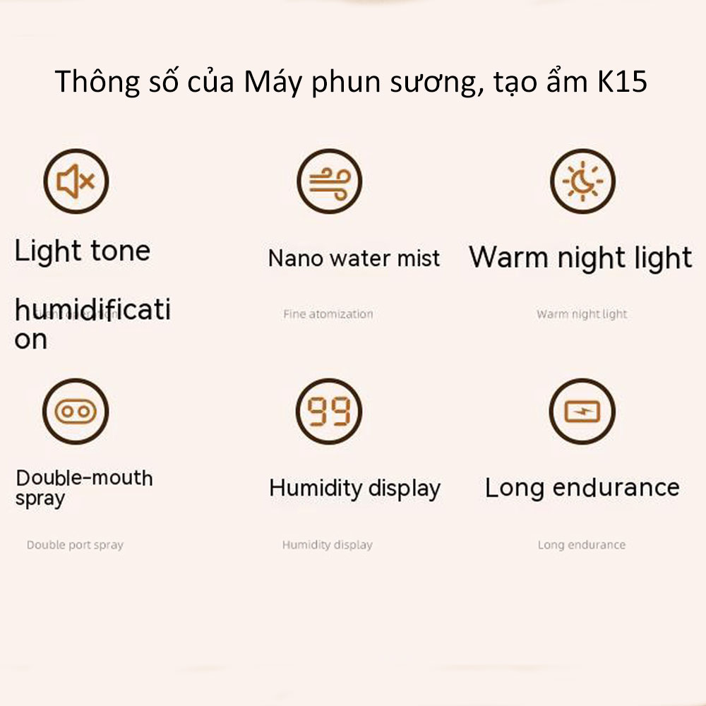 Máy Tạo Ẩm, Máy Phun Sương, Máy Xông Tinh Dầu SeaSy K15, Màn Hình Kỹ Thuật Số, Tích Hợp Đèn Đêm, 2 Chế Độ Phun, Dùng Trong Nhà, Phòng Ngủ, Văn Phòng - Hàng Chính Hãng